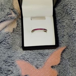 Hot pink sapphire half eternity band size 6